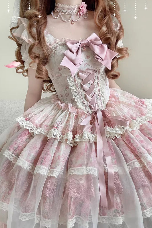 【受注予約~4/13】Spring Flowers and Rain Dream ジャンパースカートセット【櫻姫】