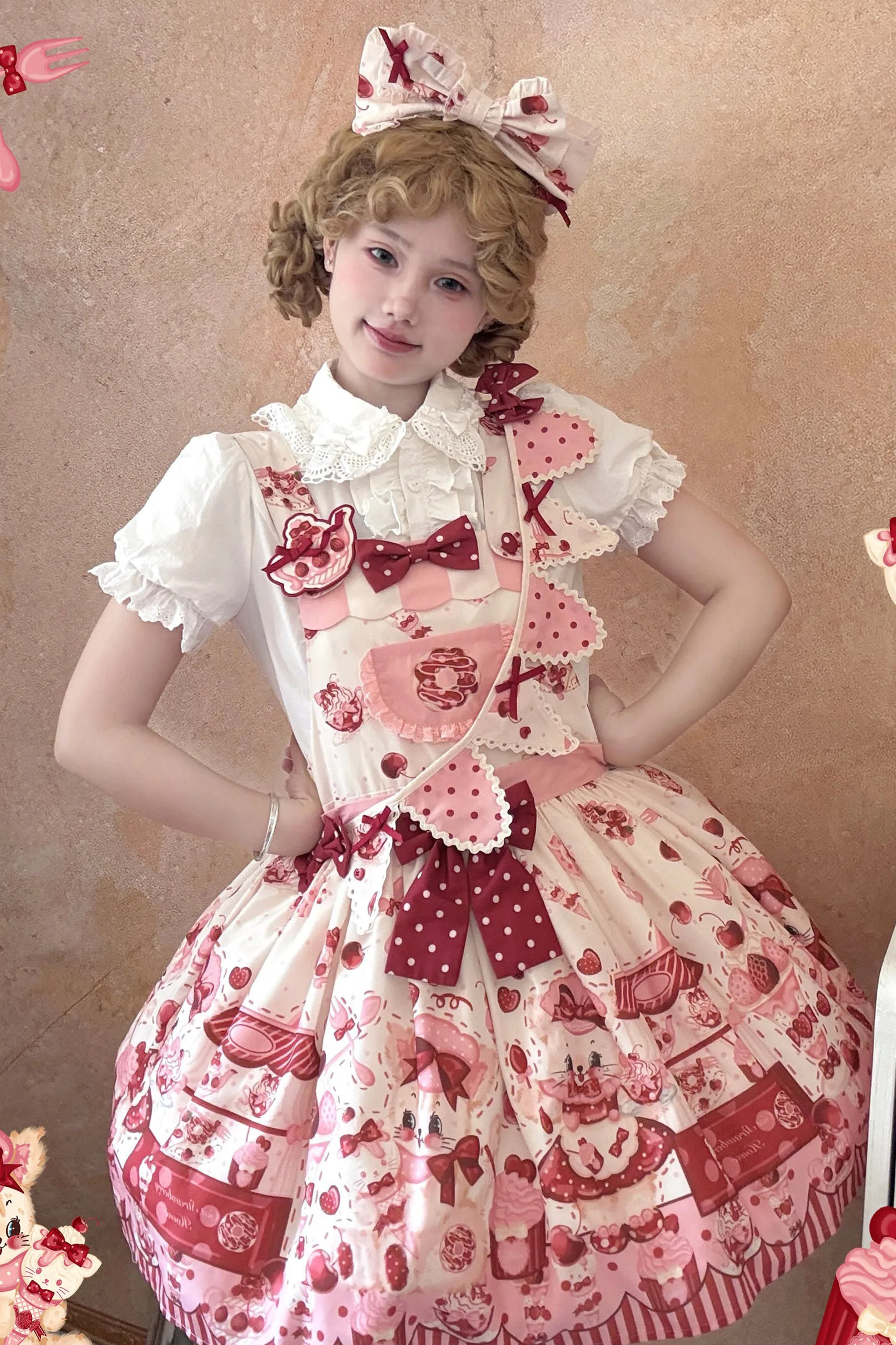 Epetice Strawberry Cream ジャンパースカート ピンク Strawberry Cream ジャンパースカート【Dream Lolita】 – Epetice