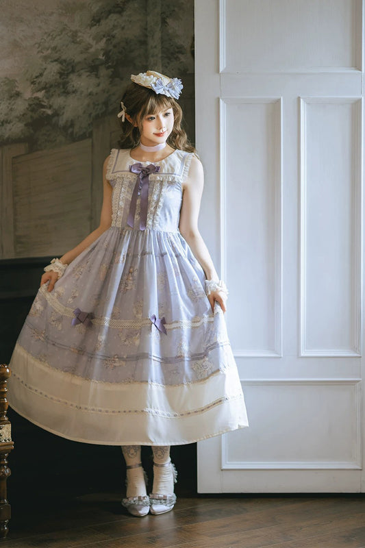 【受注予約~7/23】Little White Goose with Flowers ジャンパースカート【Miss Cube】