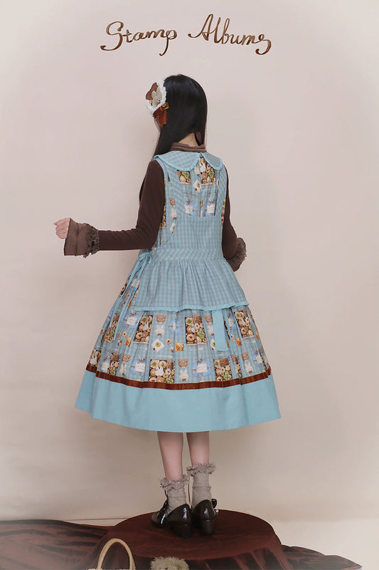 【受注予約~10/1】クッキー缶 ジャンパースカート【Stamp Albums】