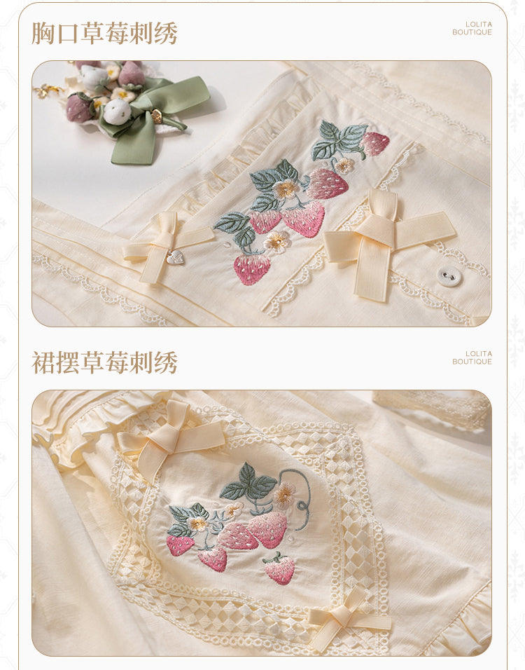 【受注予約~9/2】Strawberry Flowers on the Hill 5.0 ジャンパースカート(ショート丈)【NyaNya】