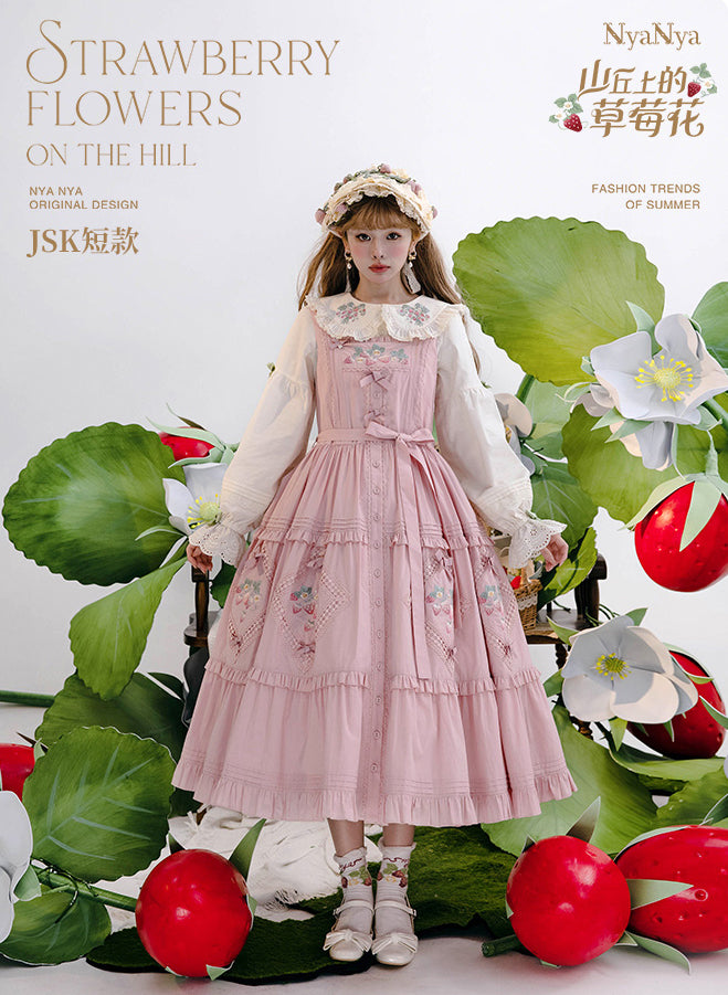 【受注予約~9/2】Strawberry Flowers on the Hill 5.0 ジャンパースカート(ロング丈)【NyaNya】
