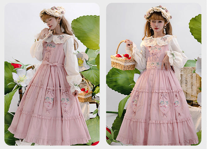 【受注予約~9/2】Strawberry Flowers on the Hill 5.0 ジャンパースカート(ロング丈)【NyaNya】