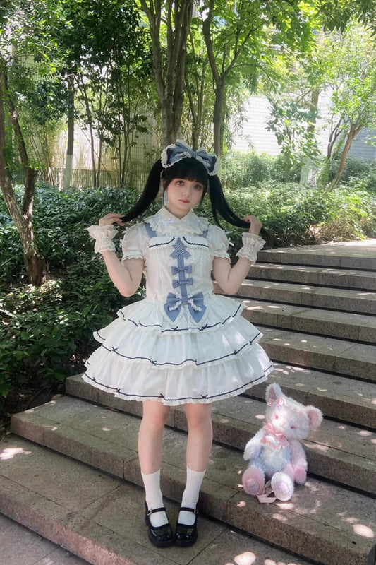 【受注予約~8/1】Navy Teddy セーラージャンパースカート・カチューシャセット【天线猫】