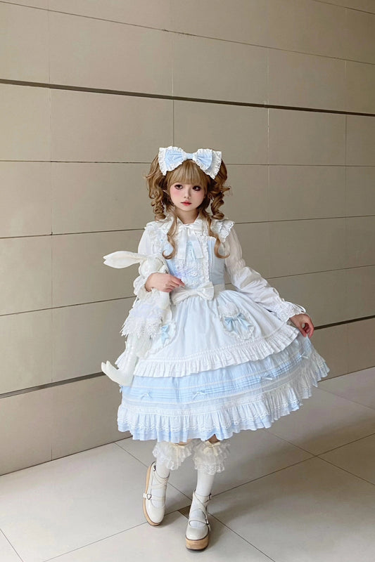 【受注予約~8/4】ウサギのパン屋さん ジャンパースカート(無地)【天线猫】