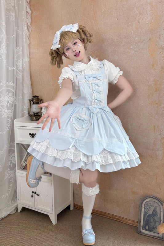 【受注予約~8/11】Cream Petals サロペット【天线猫】