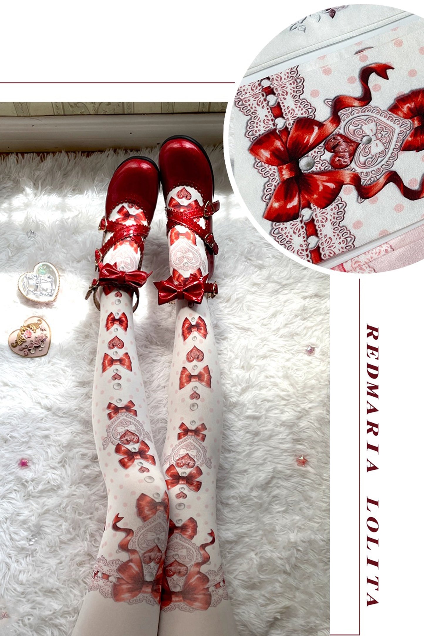 Ribbon Heart Tights [Red Maria]
