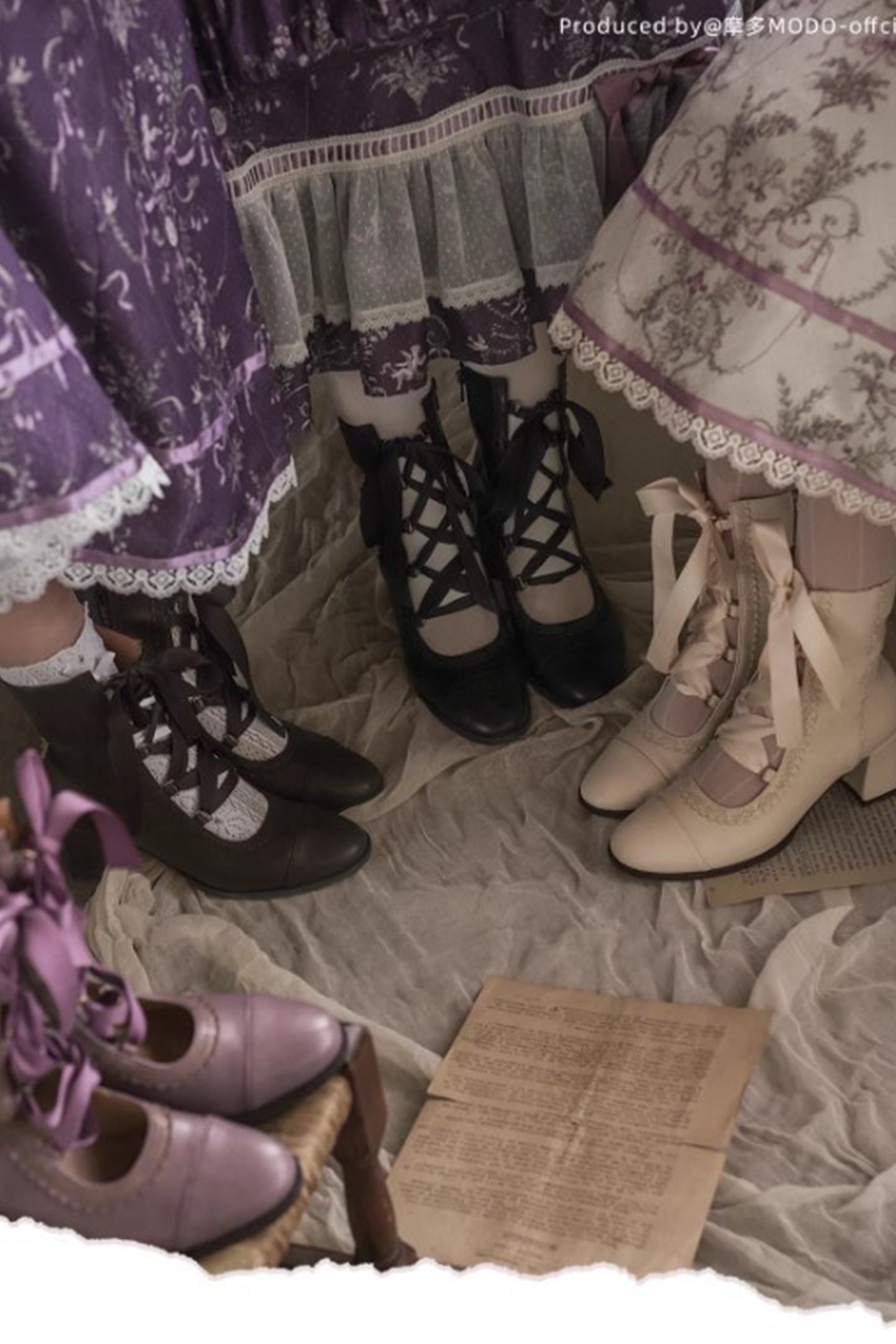 【受注予約~9/25】Angel Flower Wall ショートブーツ【MODO】