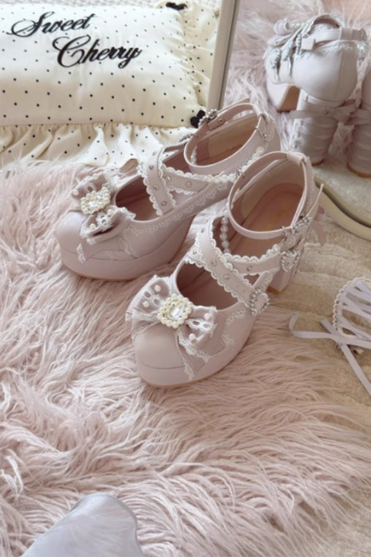 【受注予約~12/17】Jewel Bud クロスストラップシューズ【Sheep Puff】