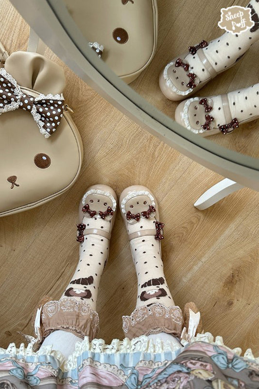 【受注予約~4/8】リボンくまちゃん ストラップシューズ【Sheep Puff】
