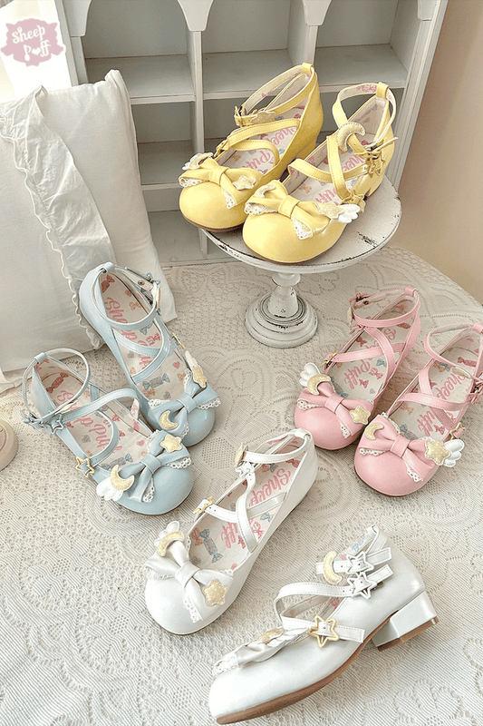 【受注予約~6/9】Star-Moon Angel クロスストラップパンプス【Sheep Puff】