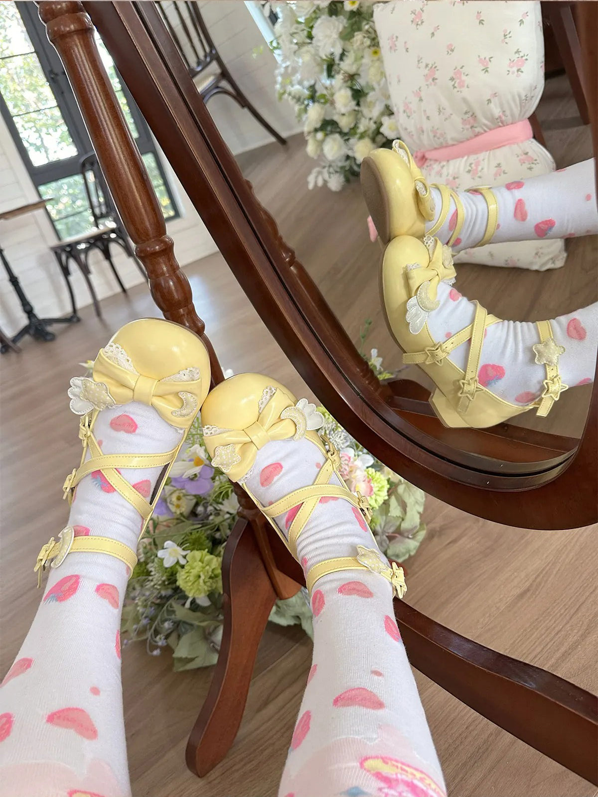 【受注予約~6/9】Star-Moon Angel クロスストラップパンプス【Sheep Puff】