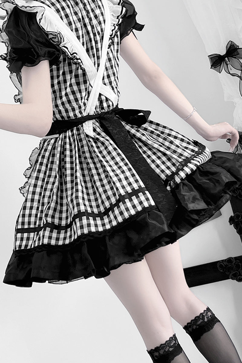 Plaid Maid エプロン付きワンピース【DokiCherry】