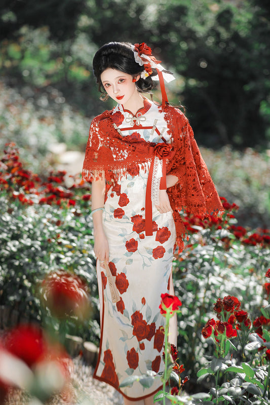 【受注予約~7/31】Rose Story ワンピース・ショール・花飾りセット【ROSERUINS】