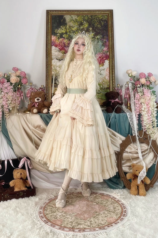 [Vorbestellungen bis 25. September möglich] Prinzessin-von-Windsor-Kleid mit Prinzessinnenärmeln (lang) [Little Dipper]