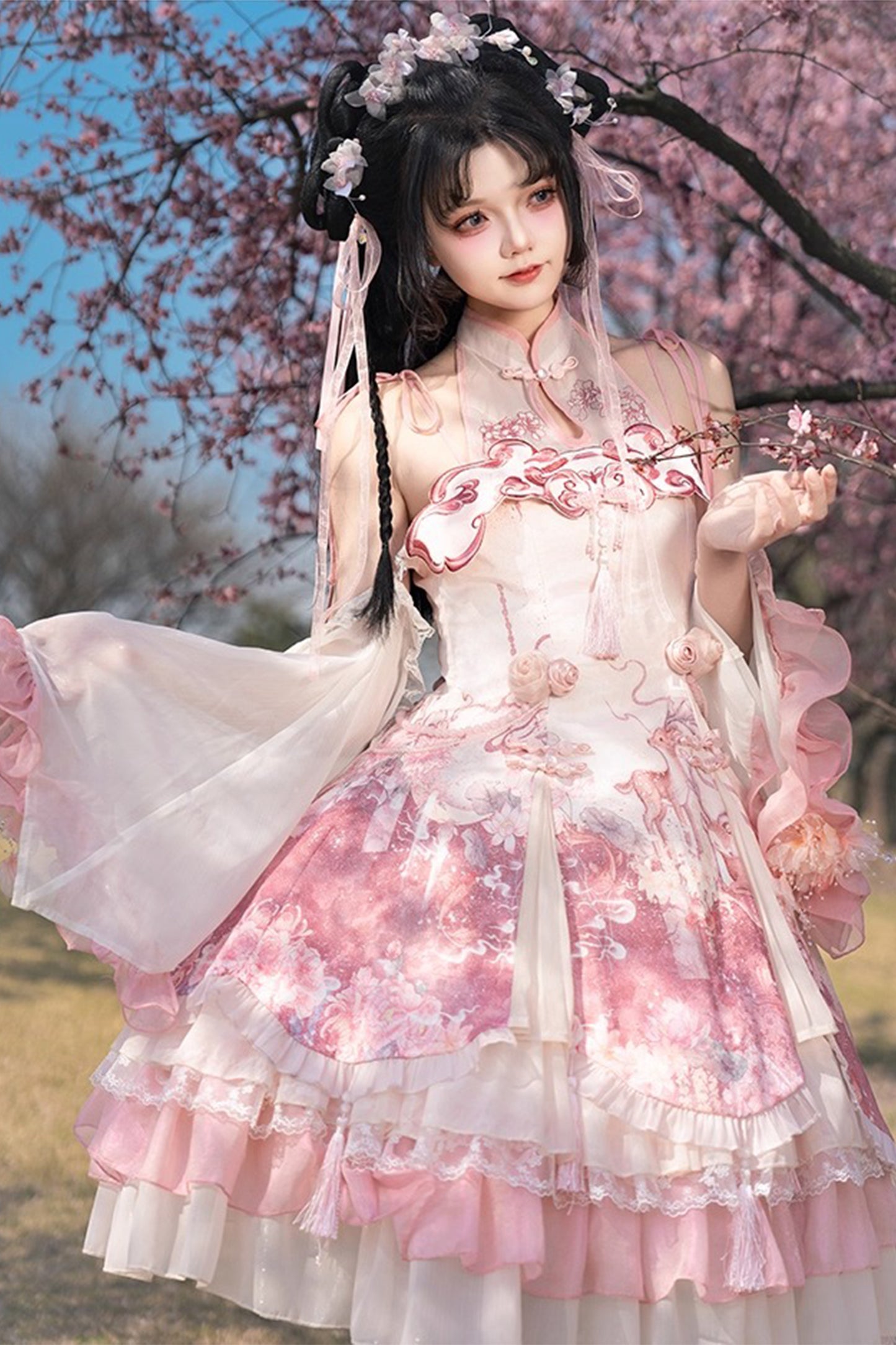 花の宴 チャイナ風ワンピースセット【Melonshow】