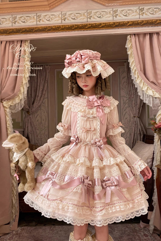 【受注予約~10/9】Antique Cream ワンピース【DrunkCoco】