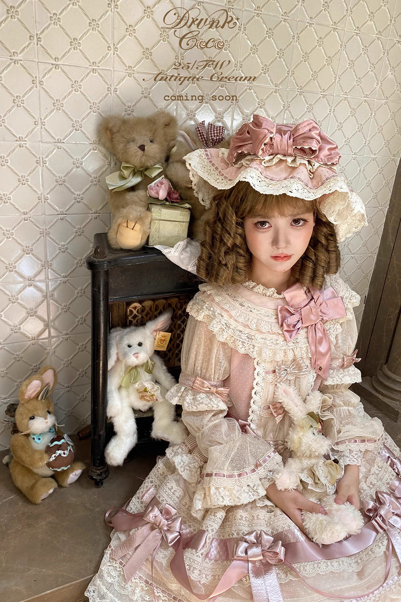 【受注予約~10/9】Antique Cream ワンピース【DrunkCoco】