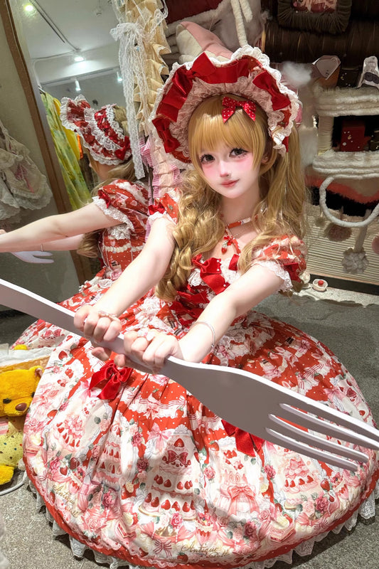 【受注予約~10/15】Strawberry Cake Bouquet 2.0 ワンピース【AntiqueDoll】