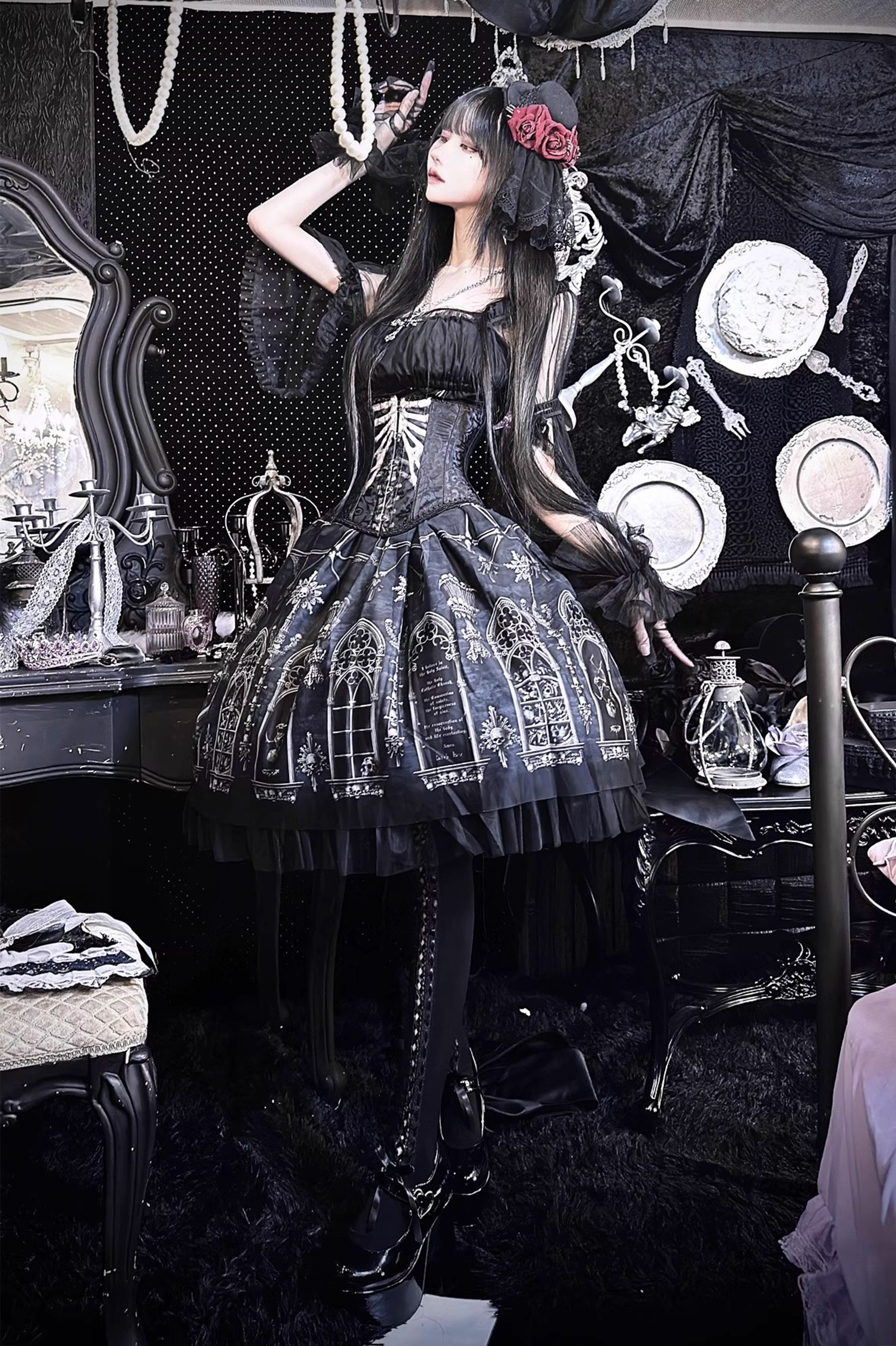 【美品▪️試着のみ】早い者勝ち エペティス ワンピース ロリィタ ロリータ ワンピース 7分袖 アリス 月の森 ゴージャス | Epic