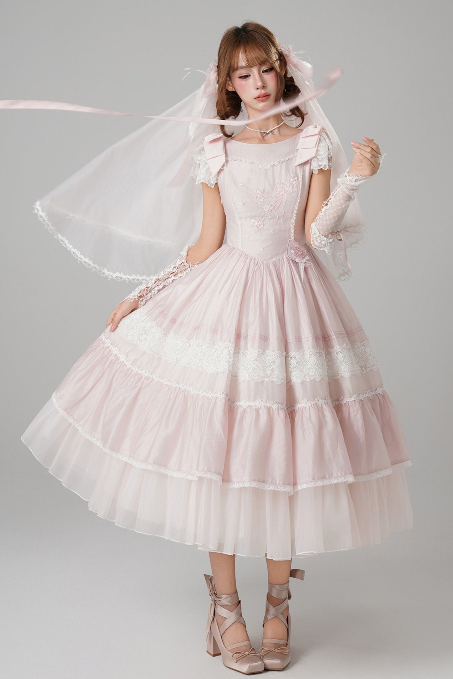 【受注予約~1/29】浮桜 ワンピース・ジャンパースカート【LizBird】