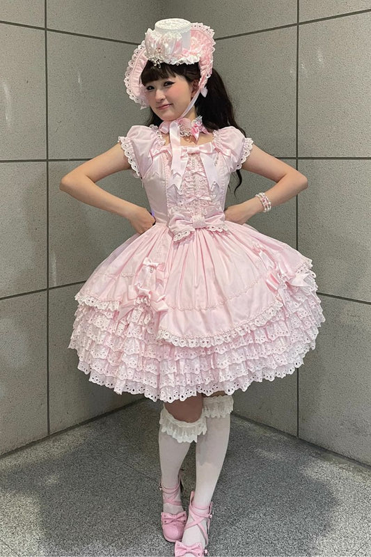 【受注予約~3/12】フリルローズデコレーション ワンピース【小能熊】