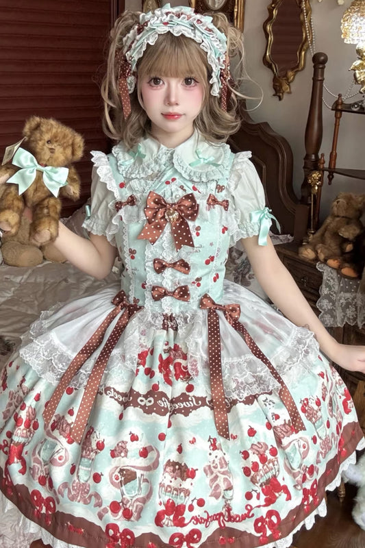 【受注予約~3/25】Cherry Parfait ワンピース・ジャンパースカート【芝士咩咩】