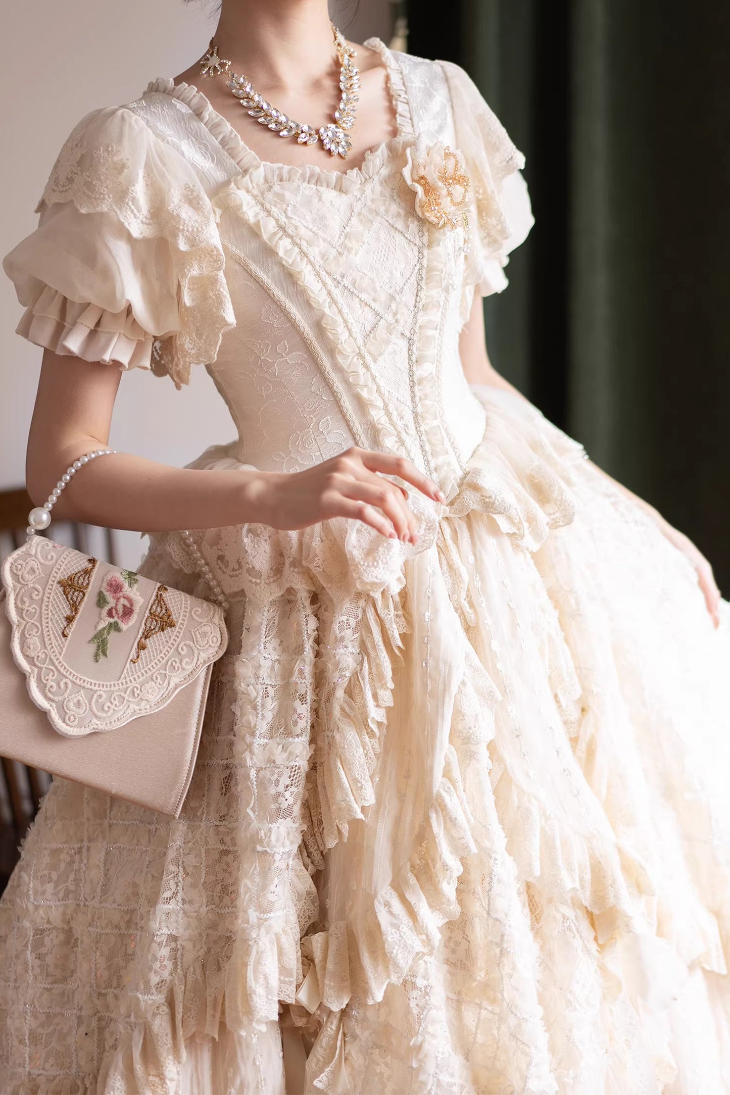 【受注予約~4/16】Lace Waltz × Apricot Waltz ワンピース・姫袖・フルセット【sedef】