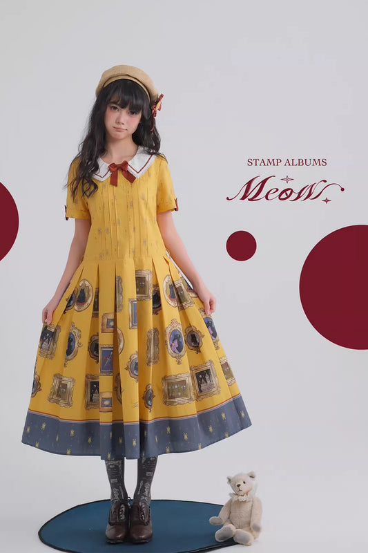 【受注予約~4/16】MEOW ワンピース・ジャンパースカート・ブラウス【Stamp Album】