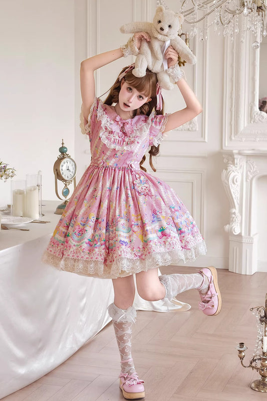 【受注予約~4/27】Pastel Macarons ワンピース(タイプ3)【双生小熊】