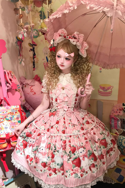 【受注予約~4/29】Strawberry Rabbit ワンピース・ジャンパースカート・トップス【Antique Doll】