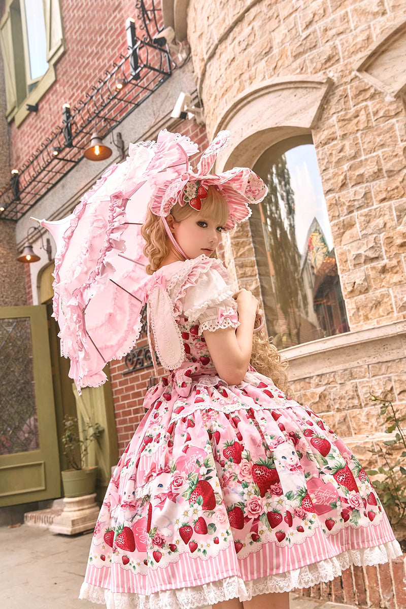 【受注予約~4/29】Strawberry Rabbit ワンピース・ジャンパースカート・トップス【Antique Doll】