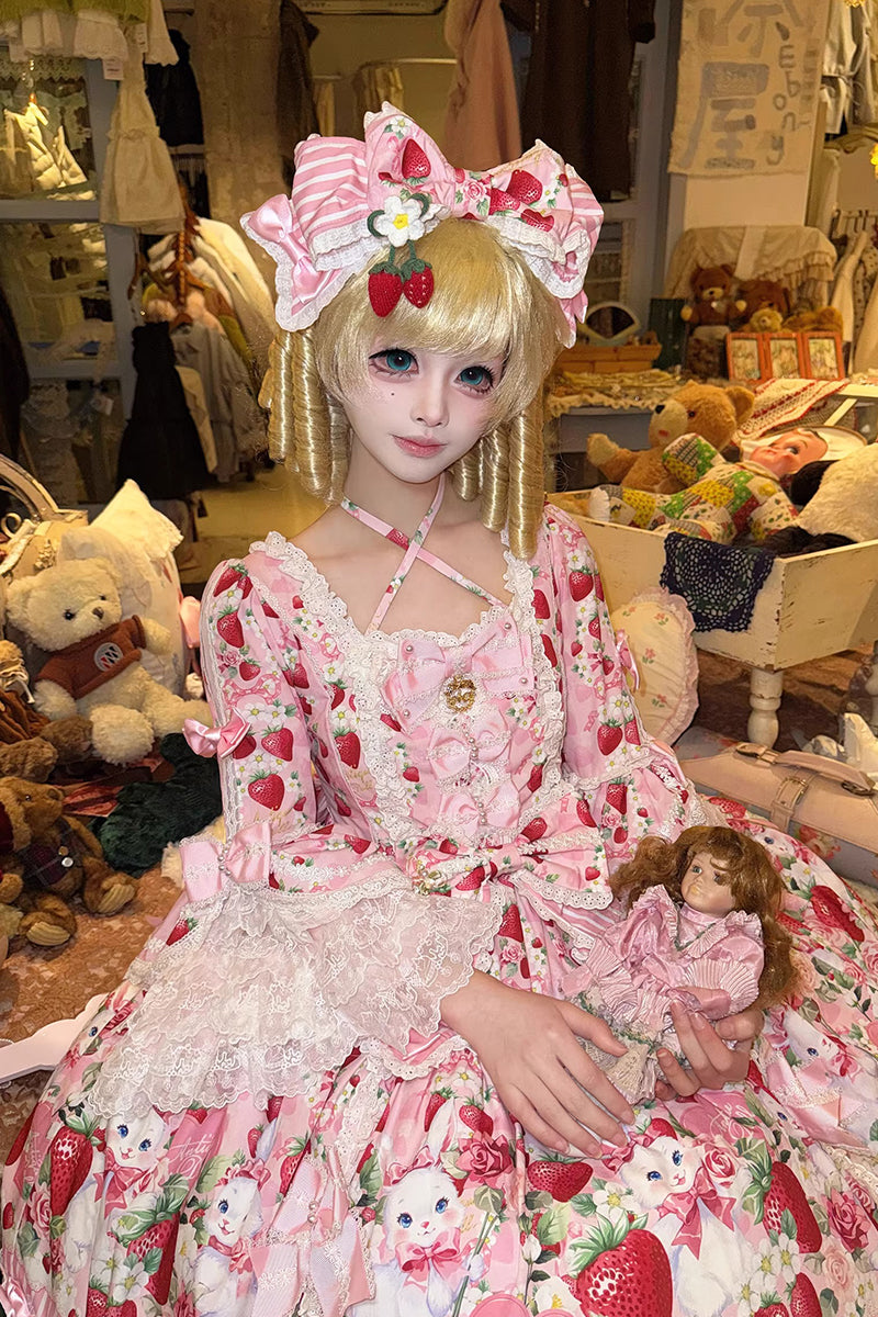 【受注予約~4/29】Strawberry Rabbit 姫袖ワンピース・フルセット【Antique Doll】