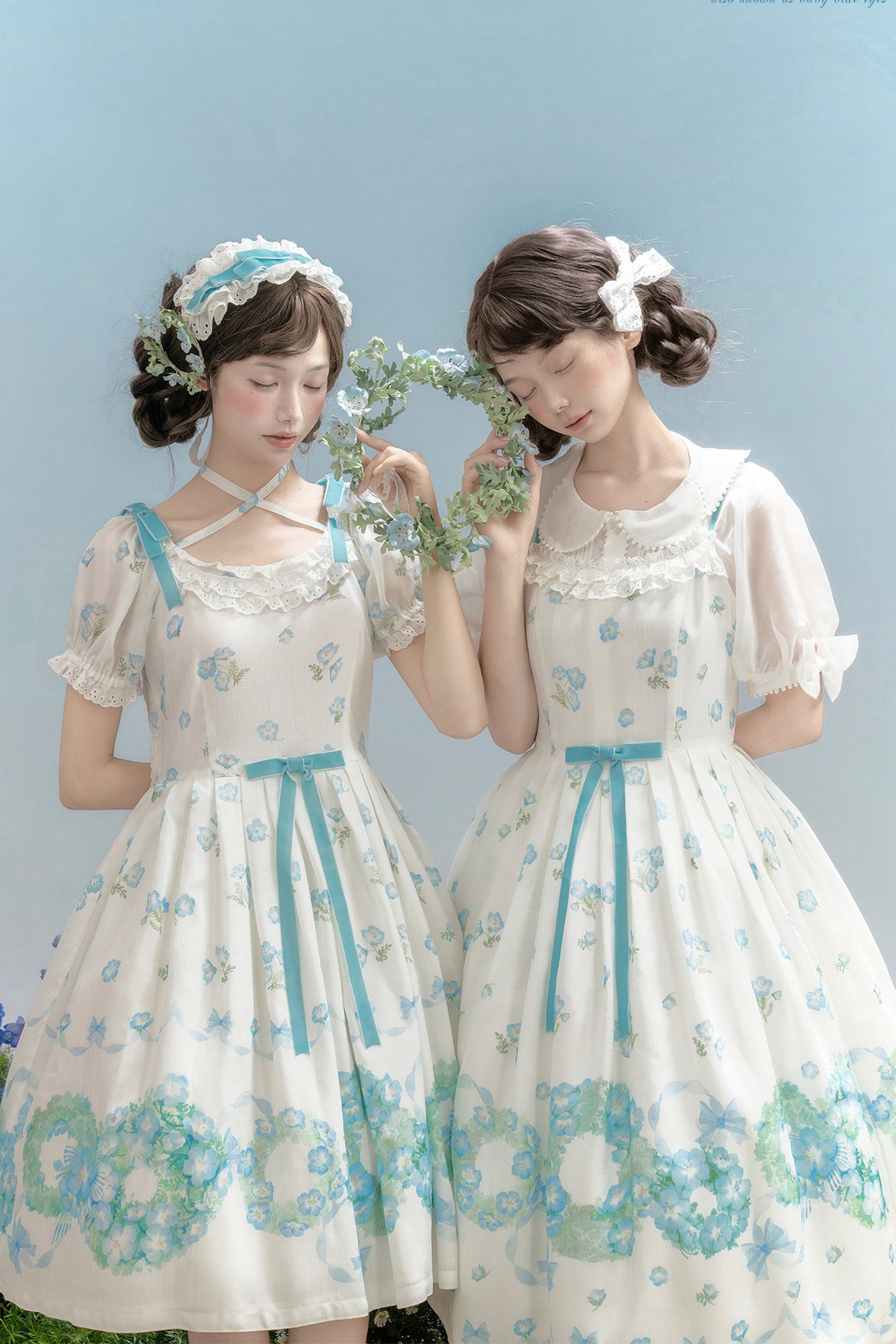 【受注予約~6/14】ネモフィラの花かんむり ワンピース・ジャンパースカート【Whital Allery】