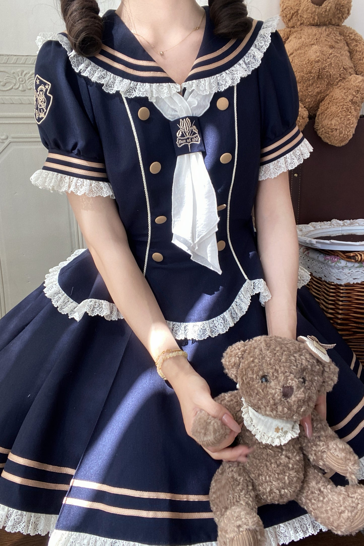 【受注予約~6/10】くまちゃんカプトン ワンピース【Iris de nuit】