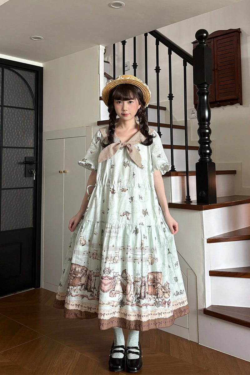 DoReMiCAT Sailor-Kleid und Schleifenset【Fēng yǔ mián】