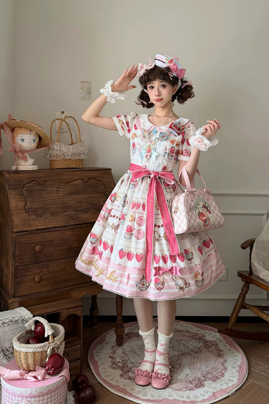 【受注予約~6/24】Strawberry Parfait Tea ワンピース【Miss Cube】