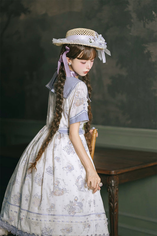 【受注予約~7/23】Little White Goose with Flowers ワンピース(タイプ1)【Miss Cube】