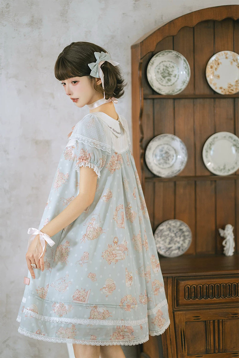 【受注予約~7/23】Little White Goose with Flowers ワンピース(タイプ2)【Miss Cube】