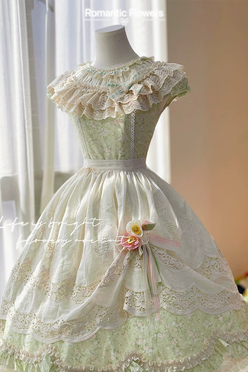 【受注予約~7/20】Romantic Flowers ワンピース(タイプ1)　【白月】