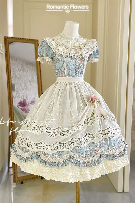 【受注予約~7/20】Romantic Flowers ワンピース(タイプ2)　【白月】