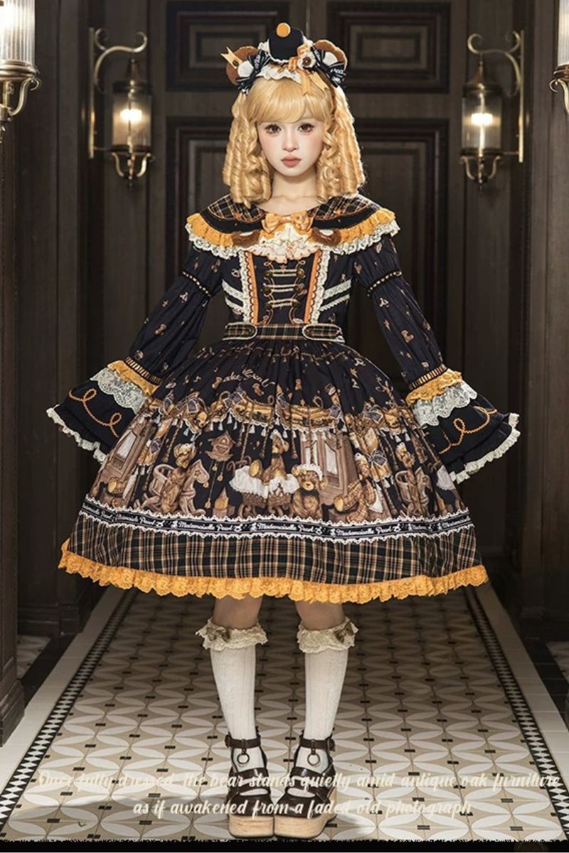 【受注予約~9/8】Antique Furniture Bear ワンピース・ジャンパースカート・ブラウス【Melliflorpearl】