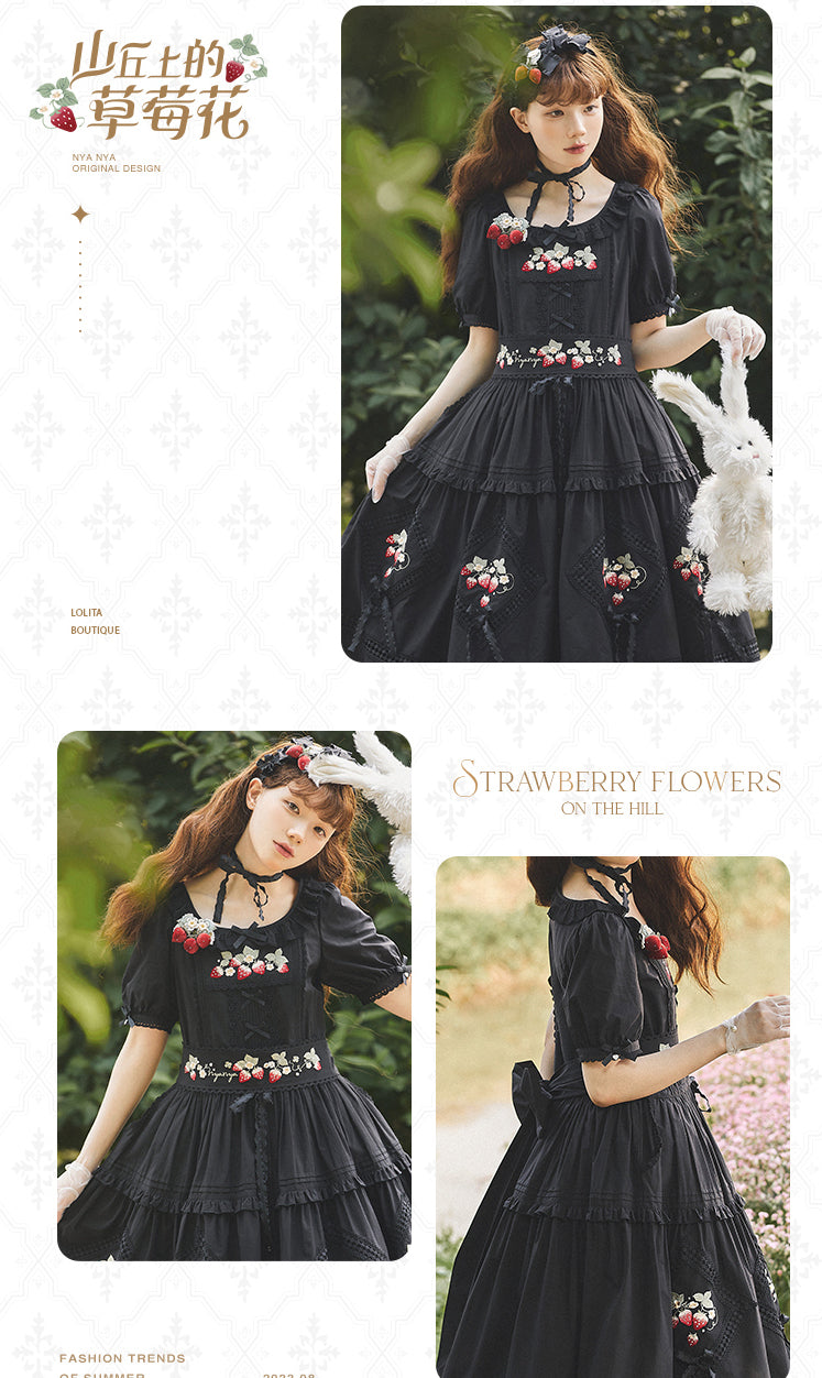 【受注予約~9/2】Strawberry Flowers on the Hill 5.0 ワンピース【NyaNya】