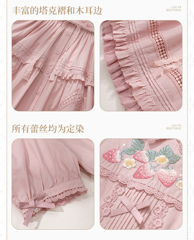 【受注予約~9/2】Strawberry Flowers on the Hill 5.0 ワンピース【NyaNya】