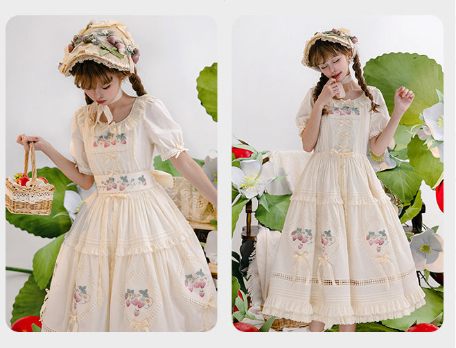 【受注予約~9/2】Strawberry Flowers on the Hill 5.0 ワンピース【NyaNya】