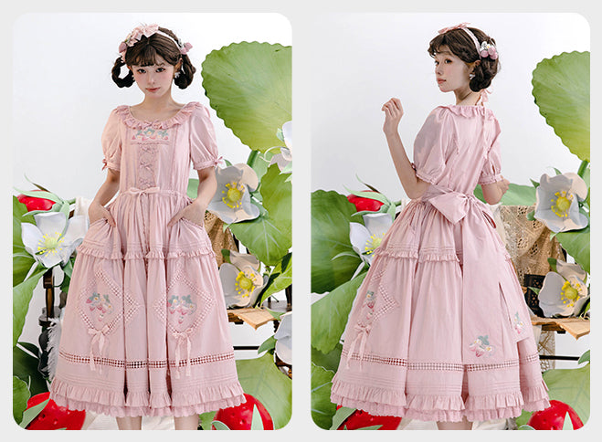 【受注予約~9/2】Strawberry Flowers on the Hill 5.0 ワンピース【NyaNya】