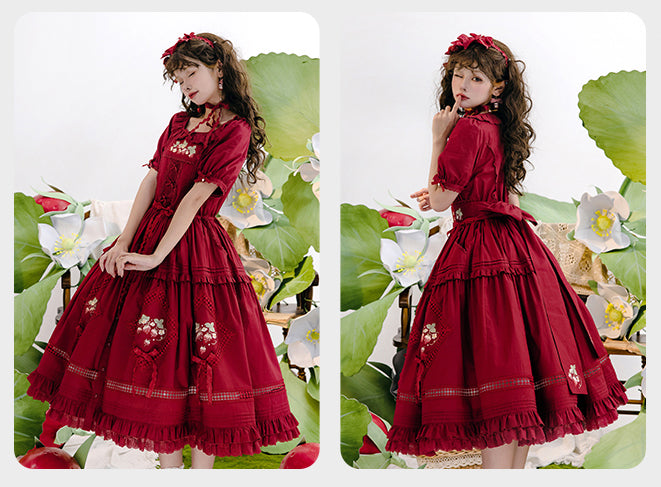 【受注予約~9/2】Strawberry Flowers on the Hill 5.0 ワンピース【NyaNya】