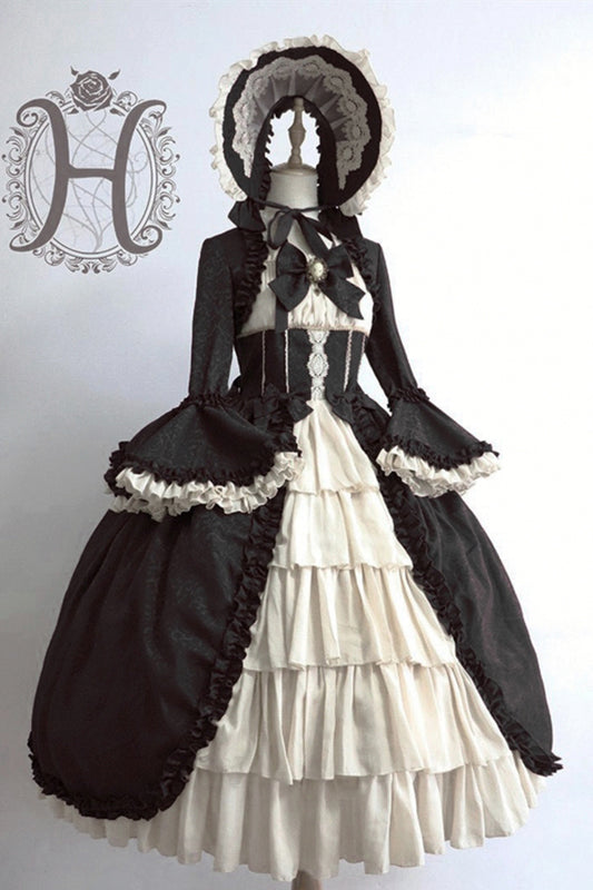 【受注予約~4/29】Victorian Doll ワンピース(ブラック×ホワイト)【Henrietta】