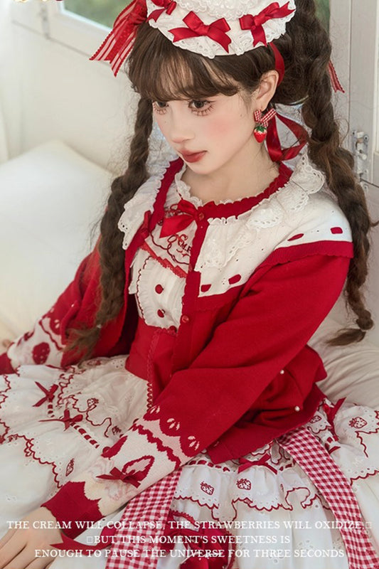 【受注予約~11/18】Strawberry Cake Illustration カーディガン・ニットトップス【花与珍珠匣】