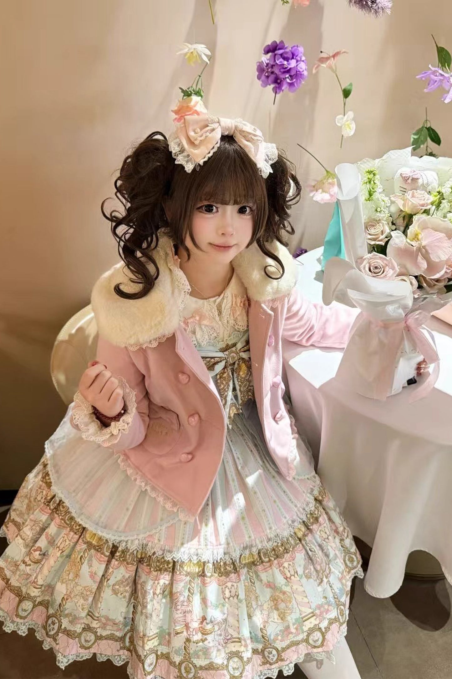 【受注予約~12/1】リボンファー ショートコート【少女臆想】